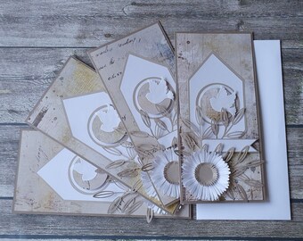 Confirmation handmade card with gerbera and dove