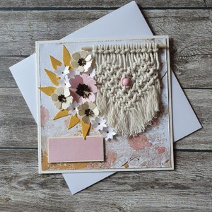 Macrame Heart Card Boda / Aniversario / Cumpleaños / Día de San Valentín / Tarjeta de felicitación hecha a mano del Día de la Madre