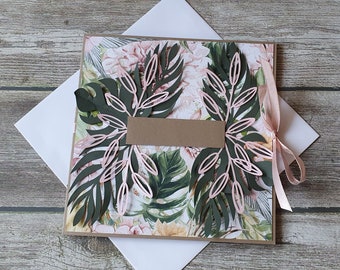 Handmade greeting card for the wedding | anniversary | birthday | Mother's Day tropical theme monstera