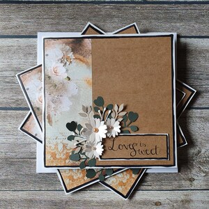 Hochzeit | Jubiläum | Geburtstag | Valentinstag | Muttertag handgemachte Grußkarte mit floralem Etikett