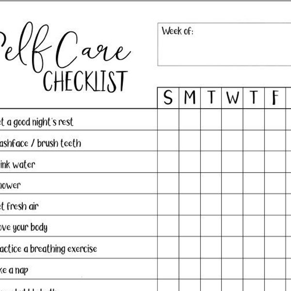 Self Care Checklist Printable Etsy Canada