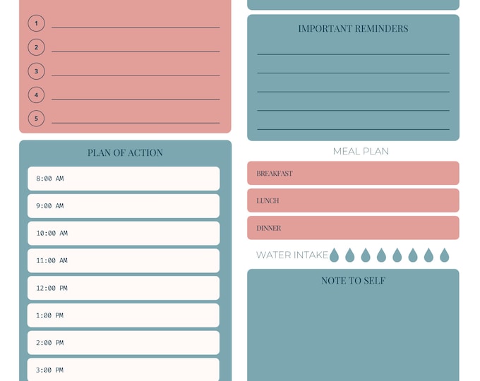 Daily Planner Printable Etsy