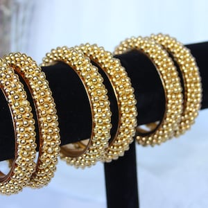 Gold Beaded Bangles - Indian Bangles - Beautiful Gifting and Occasion wear jewellery