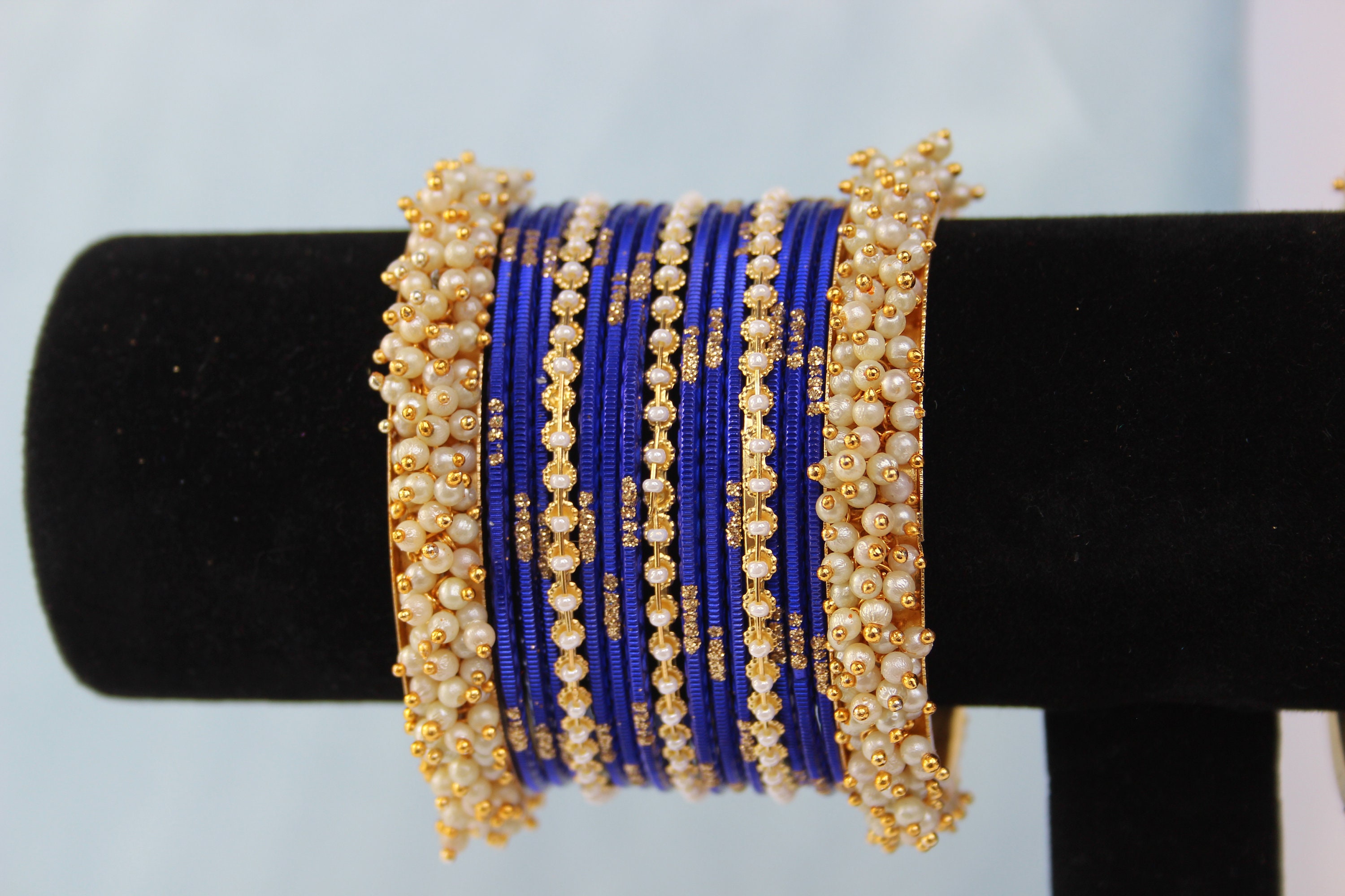 Primary Blue Bangle Stack - Indian Bangles - Etsy