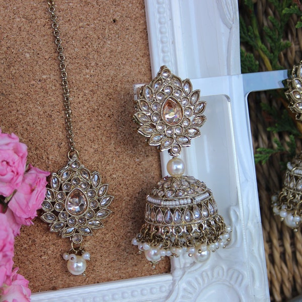 Pahi - Statement Jhumka Earrings and Tikka Set