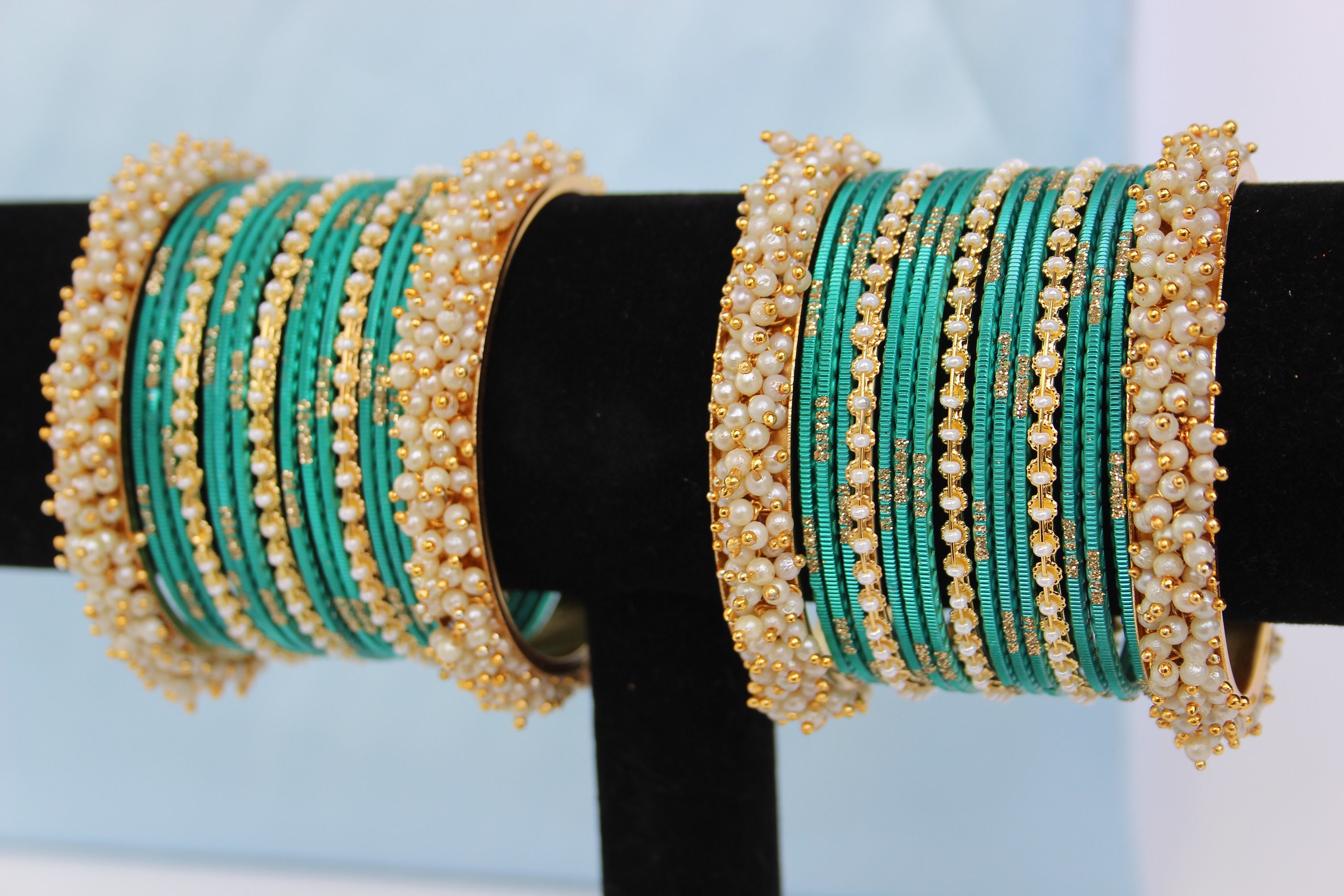 Teal Bangle Stack - Indian Bangles - Etsy