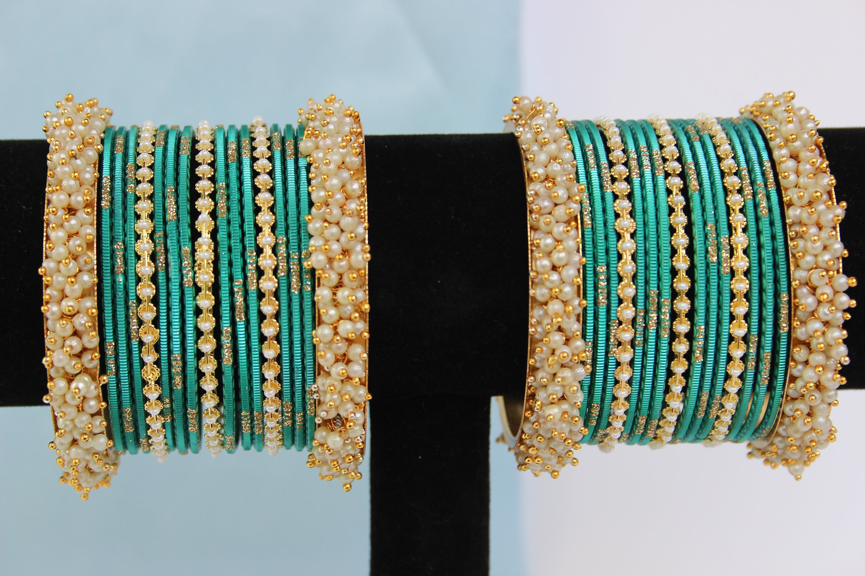 Teal Bangle Stack - Indian Bangles - Etsy