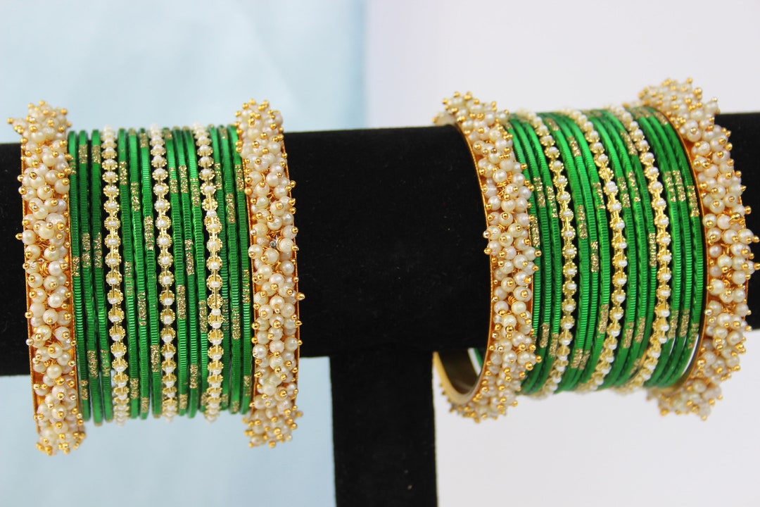 Green Bangle Stack - Indian Bangles - Etsy UK