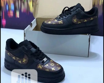 Fashion Luxury Custom AF1 Black/Brown, Brand AF1 Hand Painted, Personalized Air Force 1 Shoes, AF1 Custom 2024