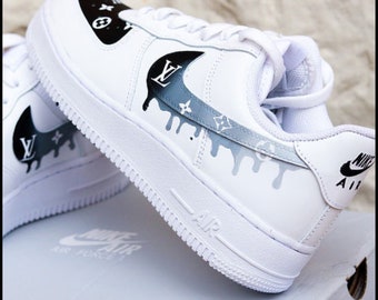 Moda lusso personalizzato AF1 Black Drip, marchio AF1 dipinto a mano, scarpe Air Force 1 personalizzate, AF1 Custom 2024