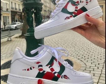 Fashion Luxury Custom AF1 Green/Red, Brand AF1 Hand Painted, Personalized Air Force 1 Shoes, AF1 Custom 2024