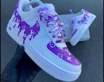 Fashion Luxury Custom AF1 Purple, Brand AF1 Hand Painted, Personalized Air Force 1 Shoes, AF1 Custom 2024