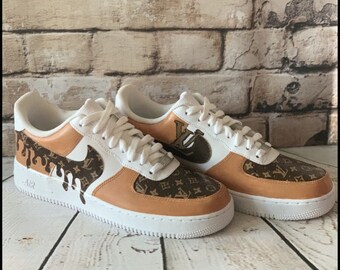 Fashion Luxury Custom AF1 Brown Drip, Brand AF1 Hand Painted, Personalized Air Force 1 Shoes, AF1 Custom 2024