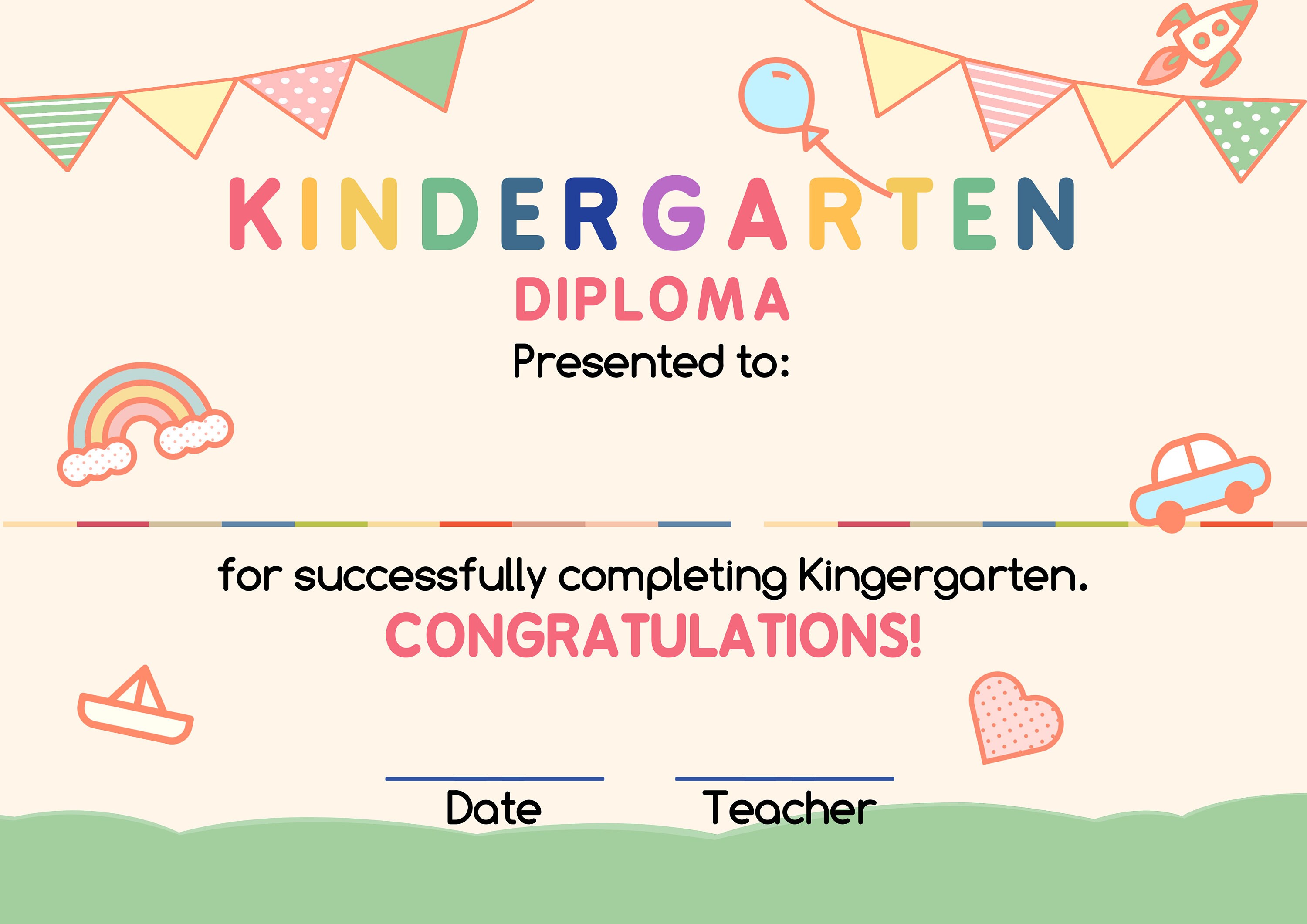 Printable Kindergarten Graduation Diploma Kindergarten | Etsy