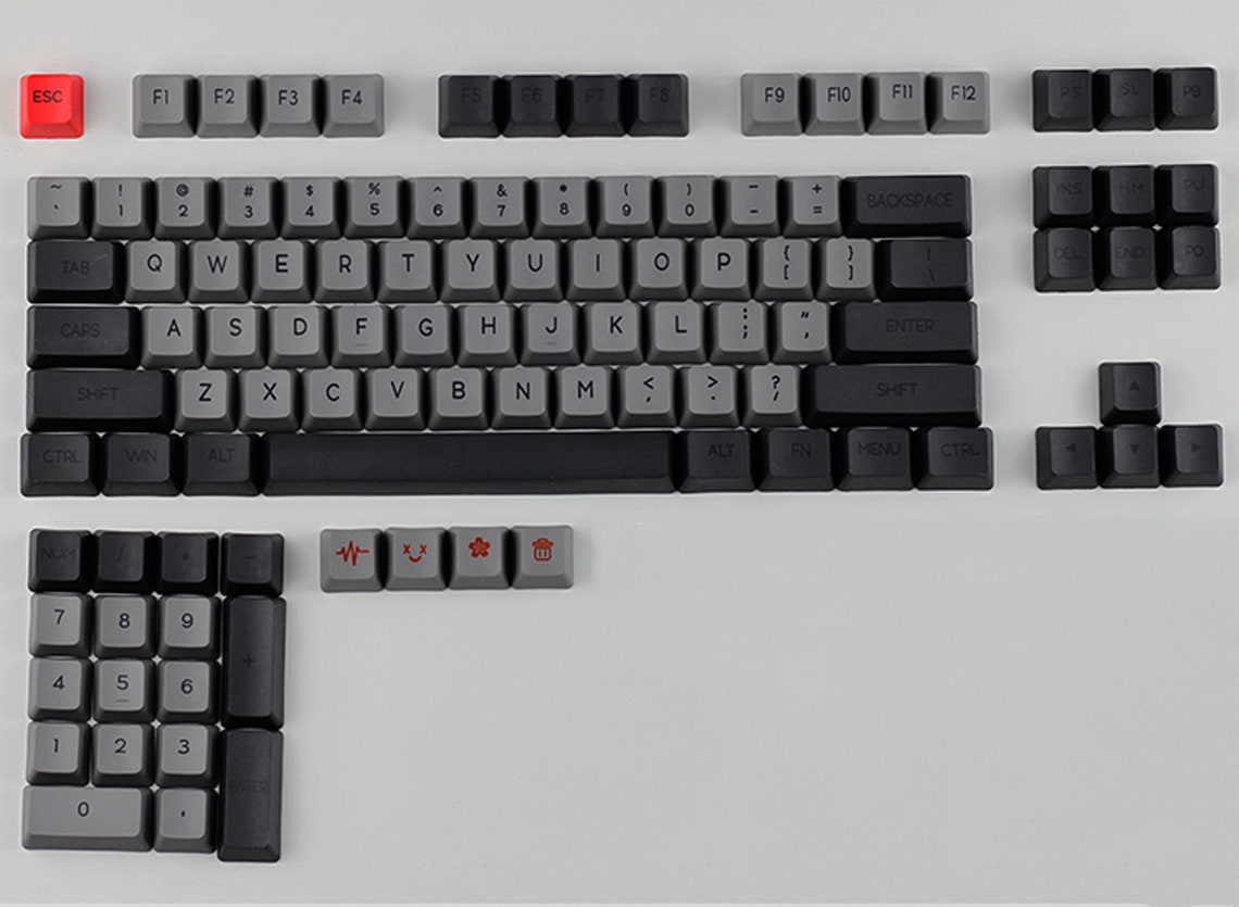 Gray Keycap Set OEM Profile Artisan Keycaps 87 104 108 MX Etsy