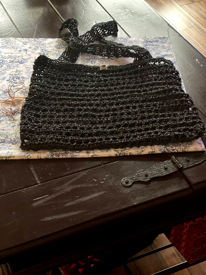 Market Bag Handmade Crochet Raffia Yarn Beach Bag Etsy