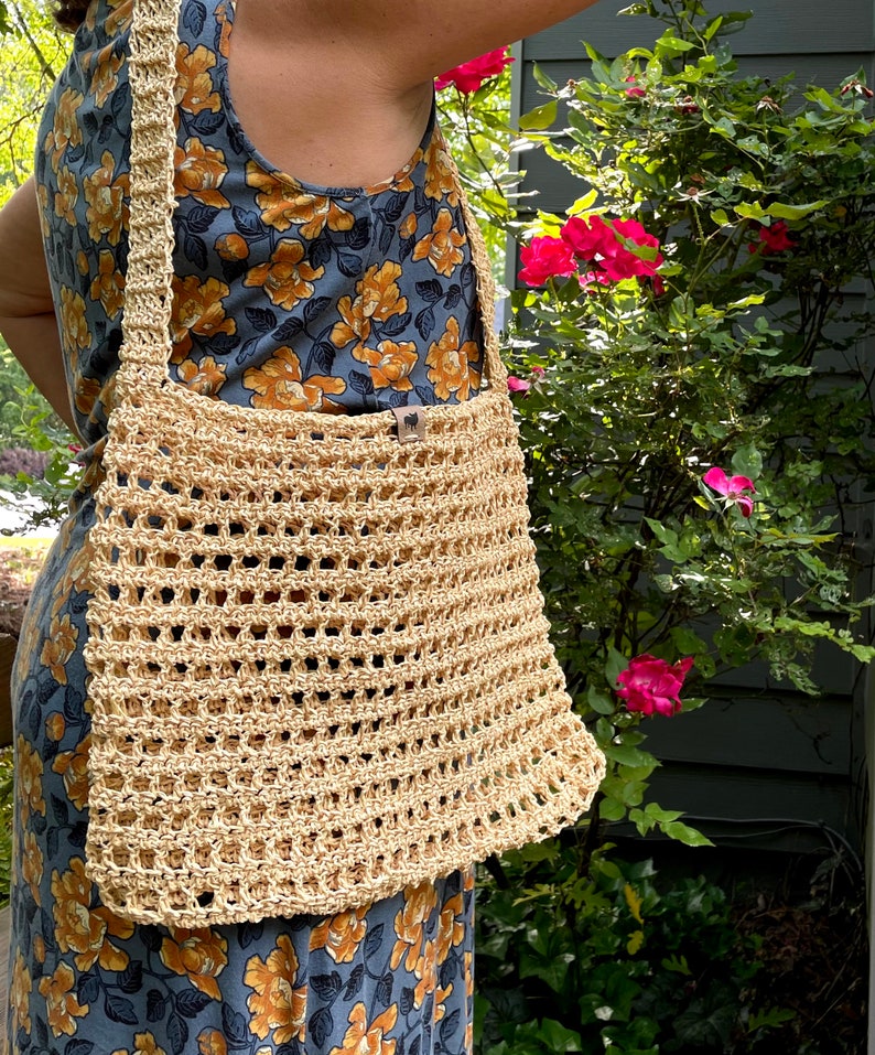 Market Bag Handmade Crochet Raffia Yarn Beach Bag Etsy