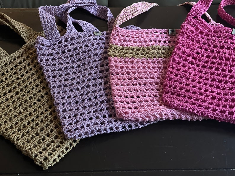 Market Bag Handmade Crochet Raffia Yarn Beach Bag Etsy