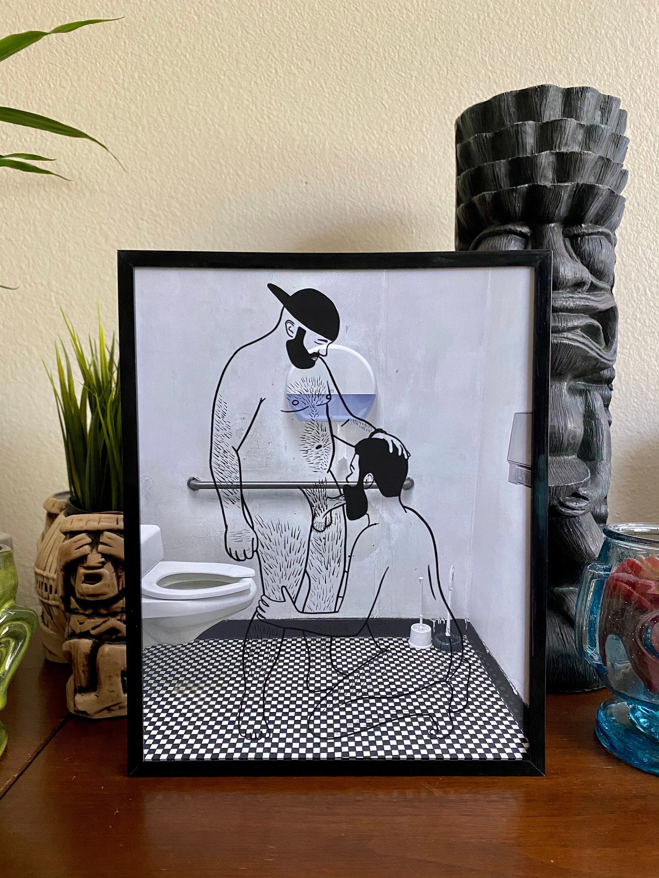 Bathroom Cruising LGBT Art Homoerotic Erotic Gay Gay Bear Art Etsy