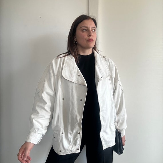 Women's Leather Jacket/ white leather jacket 100%… - image 2