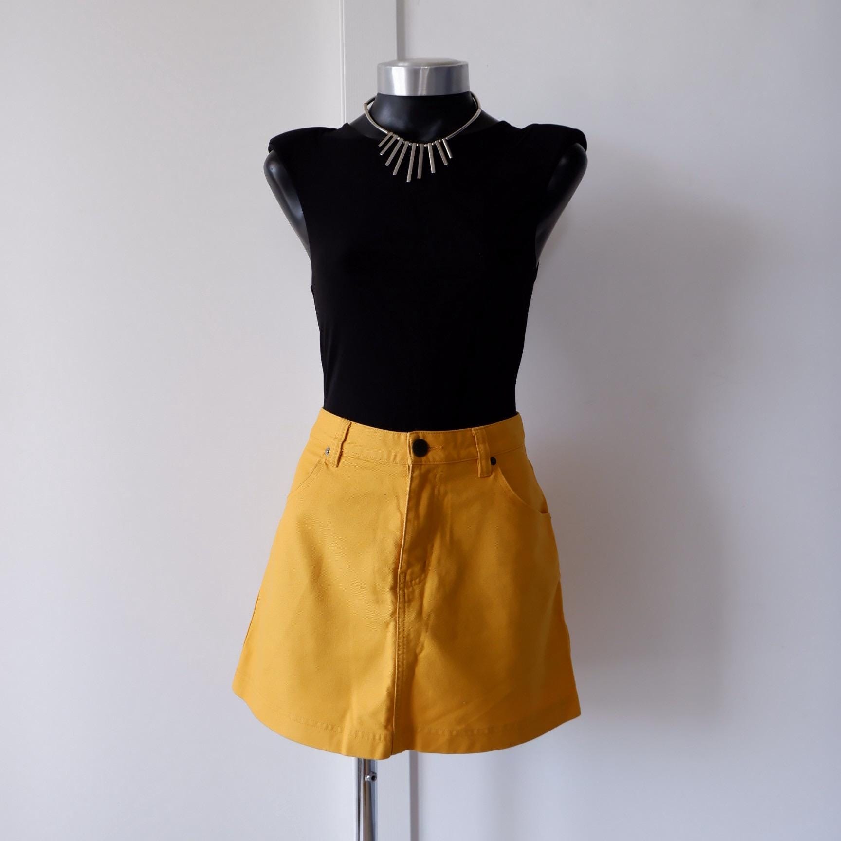 90s Dickies Carpenter Mini Skirt in Mustard Yellow Cotton