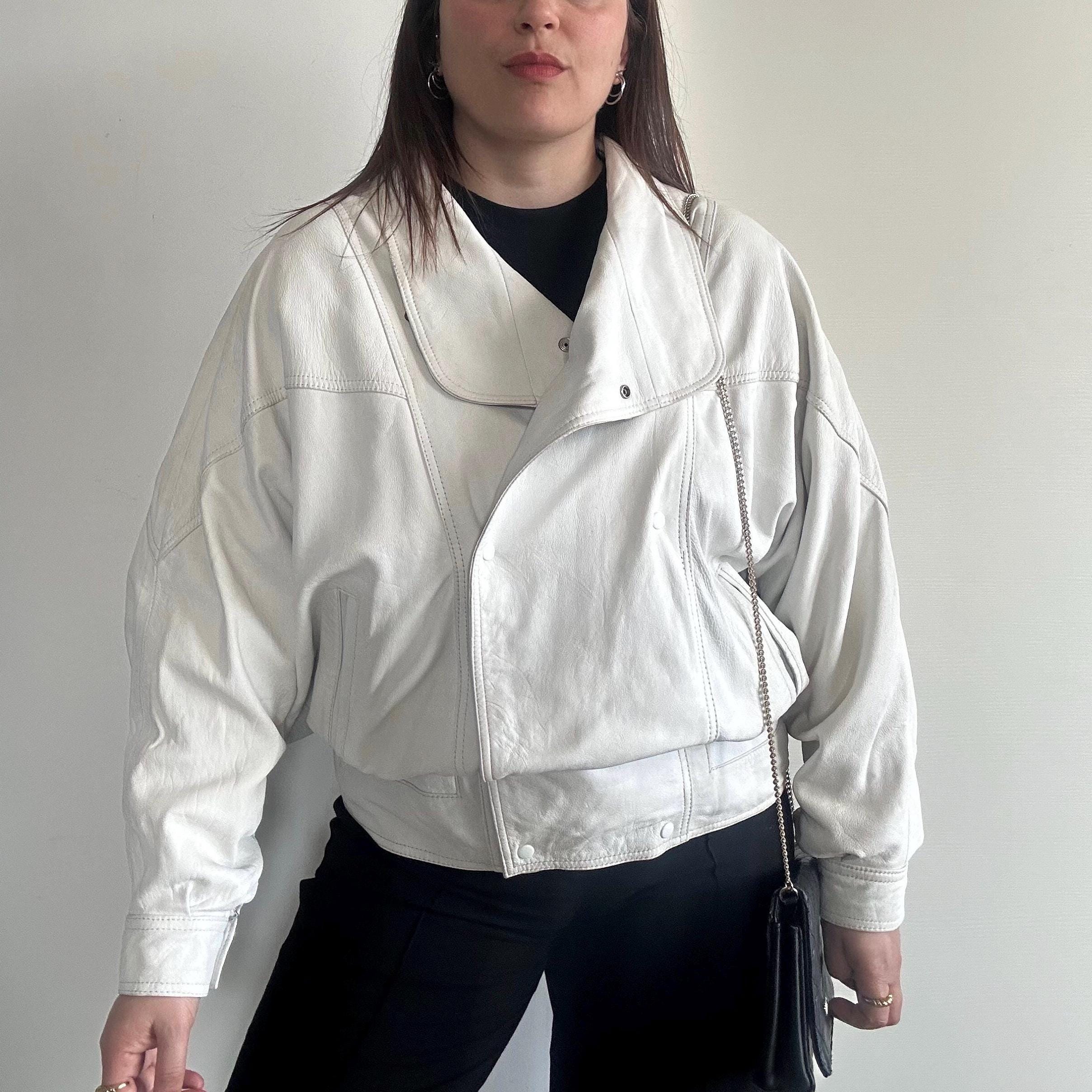 Veste Cuir Vintage Gris Daim - Marque St Michael - Taille S - Style Bomber Années 80/90 - Homme
