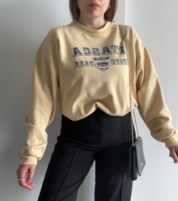 Retro Champion Yellow Sweatshirt 90s Vintage Sport Sweater Unisex Size L Crewneck Mexico Made Sport Sweater Etsy
