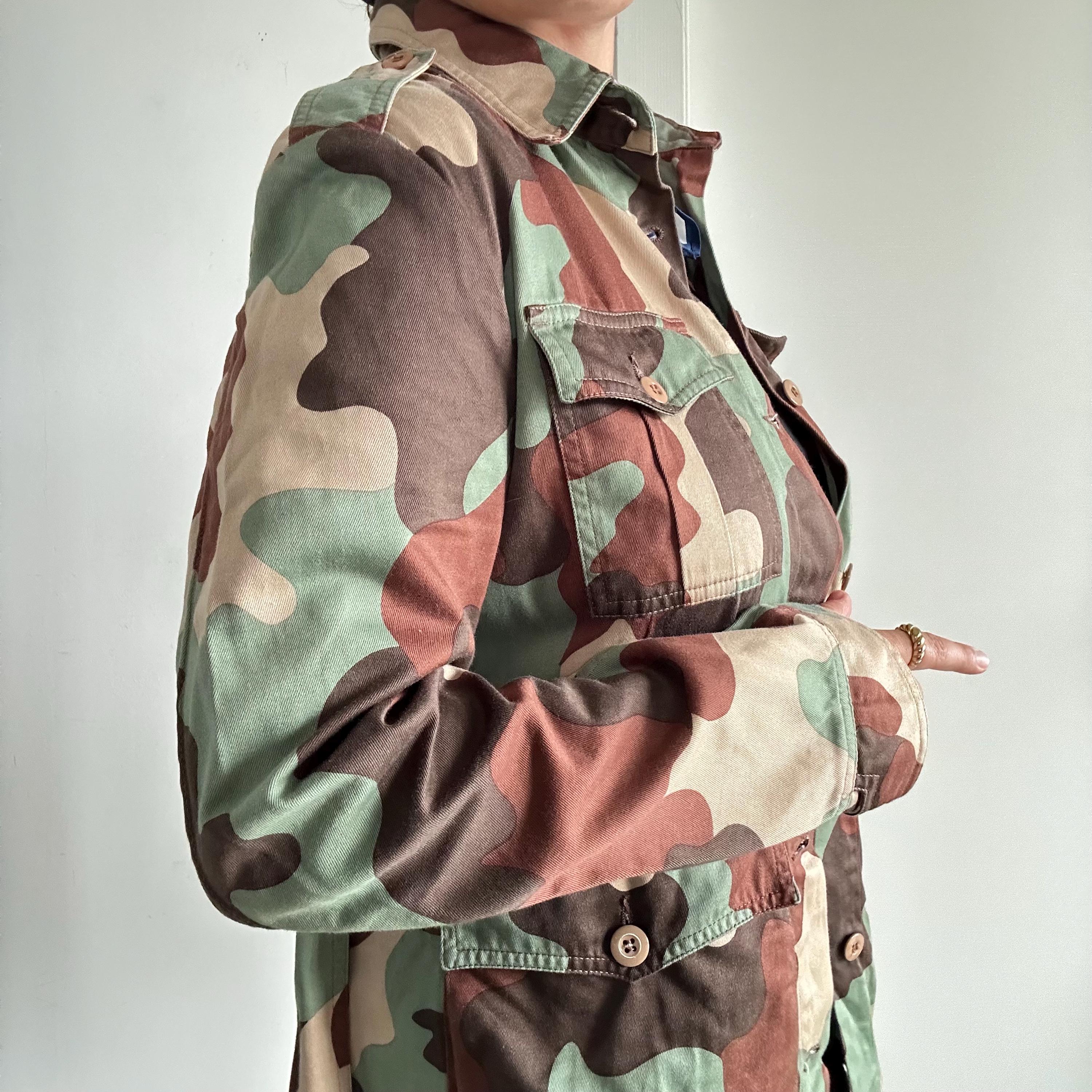 90s Vintage Military Camo Shirt | Italian Army Button Down | 100 