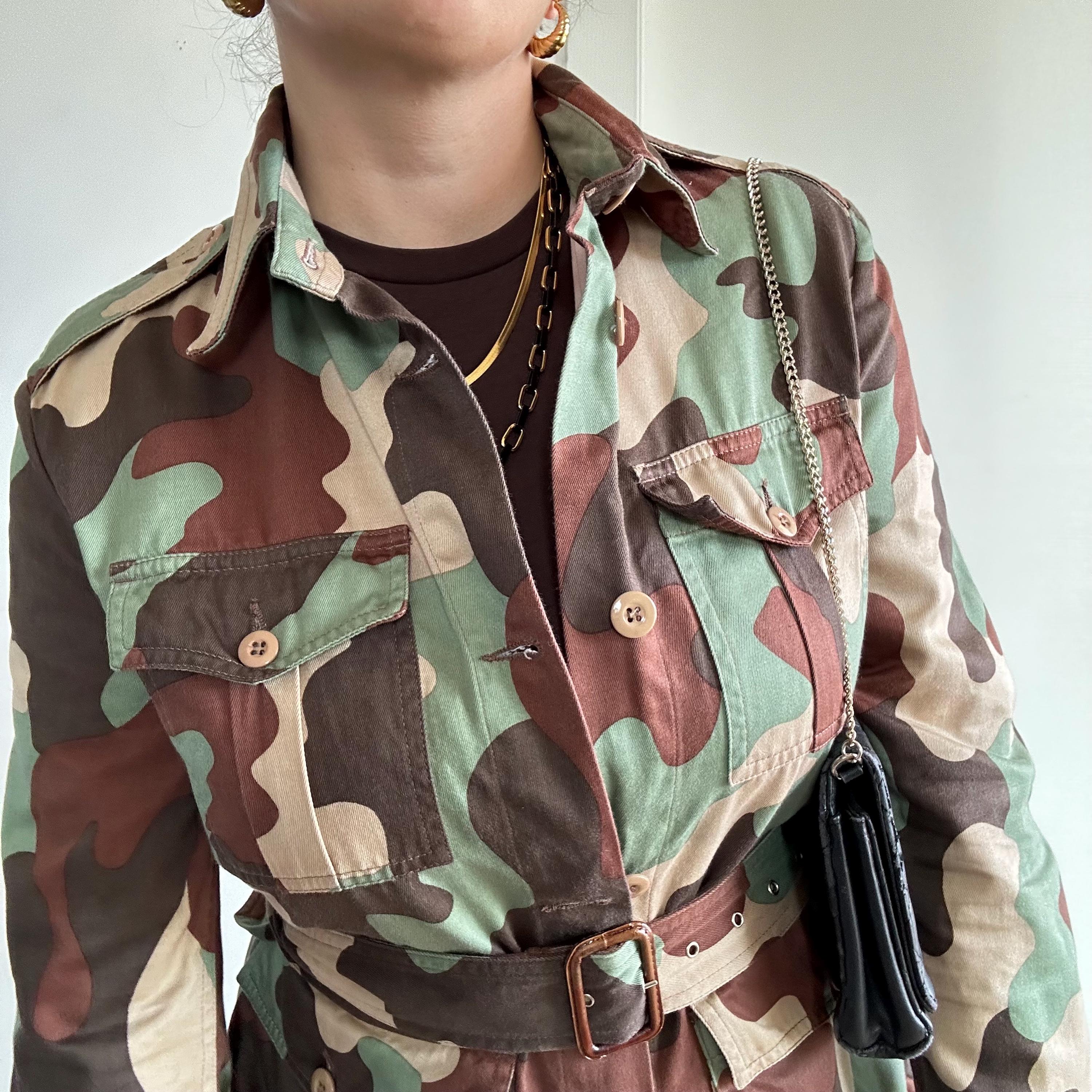 90s Vintage Military Camo Shirt | Italian Army Button Down | 100 