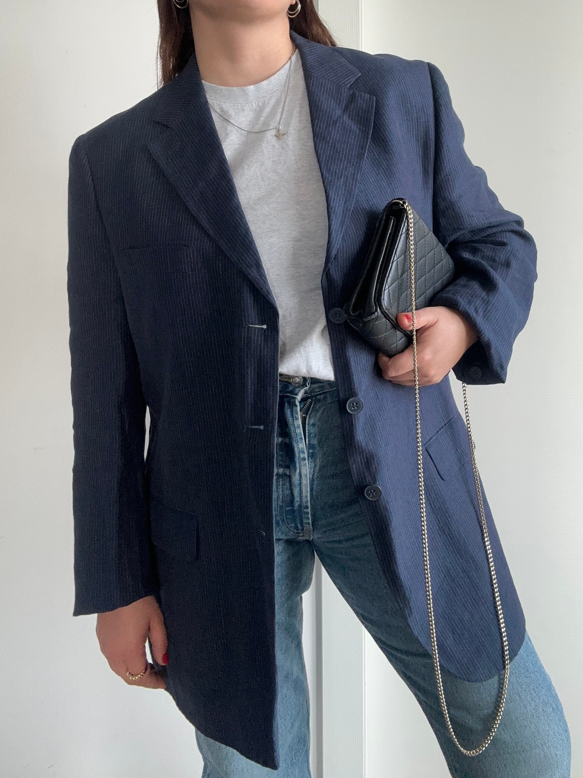 Linen Pinstripe Blazer