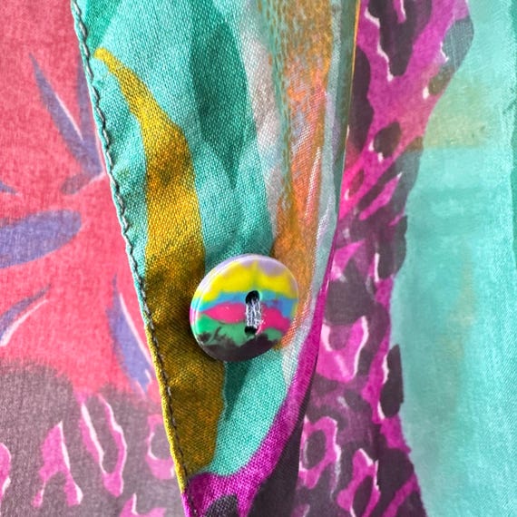 Vintage oversized blouse in sheer viscose, bold a… - image 7