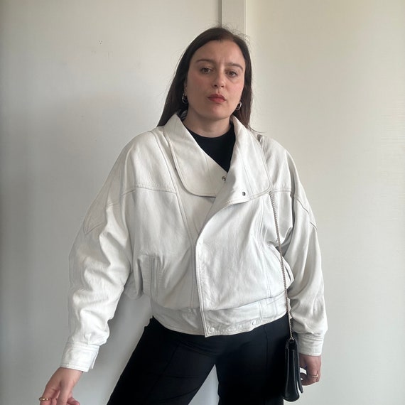 Women's Leather Jacket/ white leather jacket 100%… - image 8