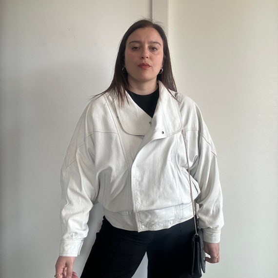 Women's Leather Jacket/ white leather jacket 100%… - image 1