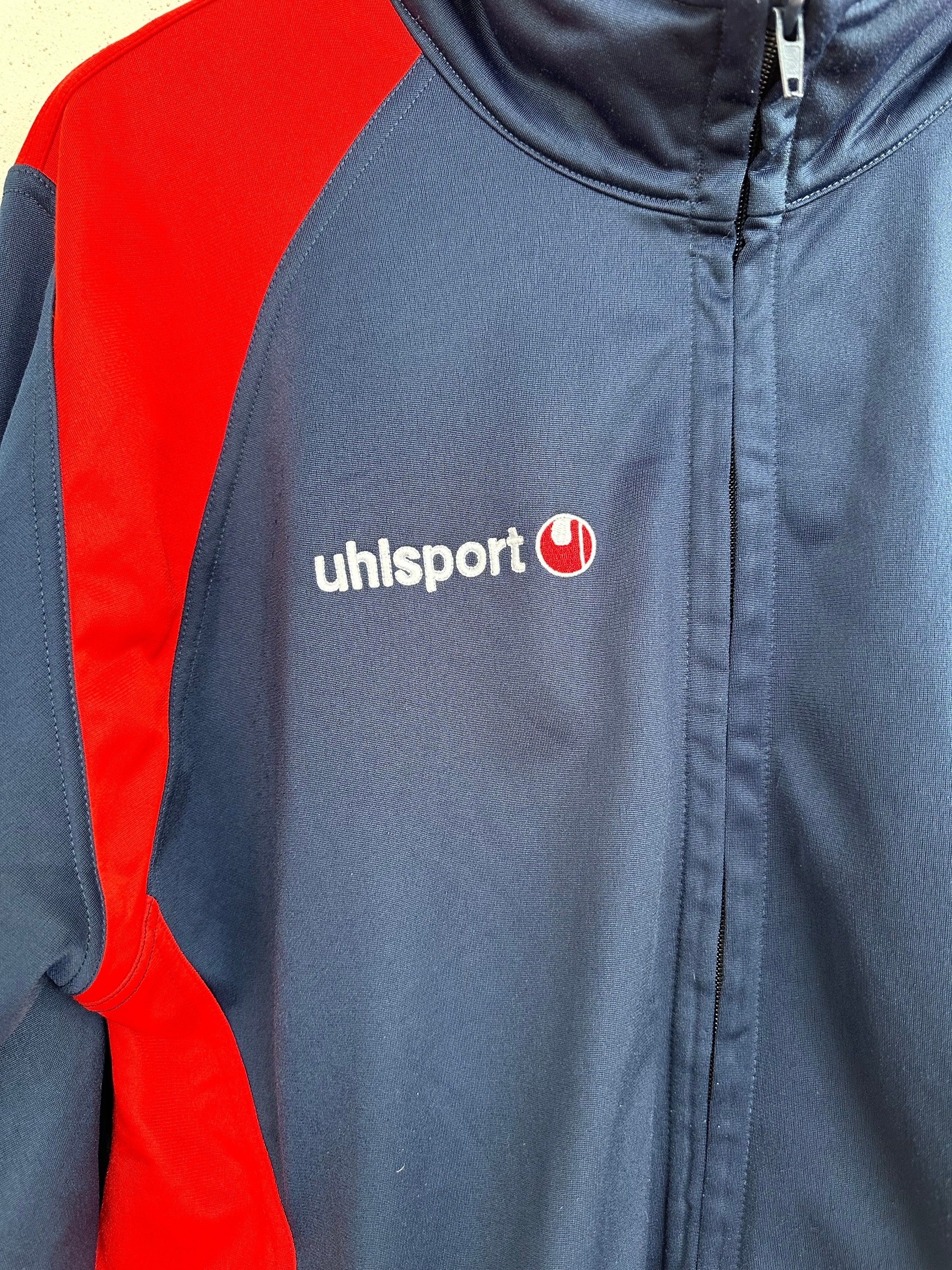 Vintage Uhlsport Track Jacket, 90s Red Blue Windbreaker