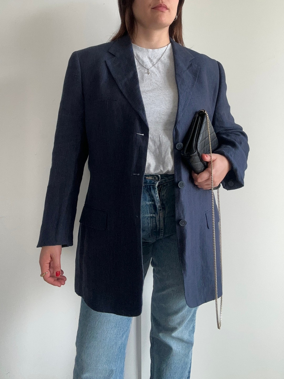 Blazer Linen Stripe Blue