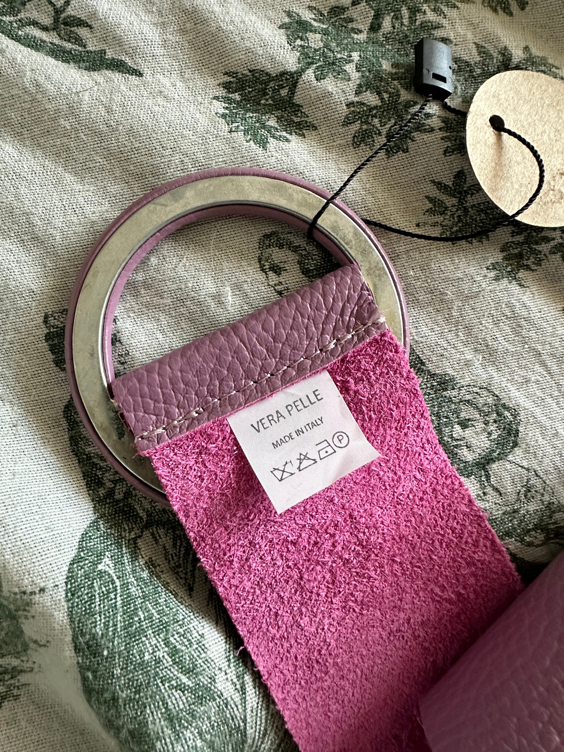Vintage Pink Leather Belt, Handmade Women