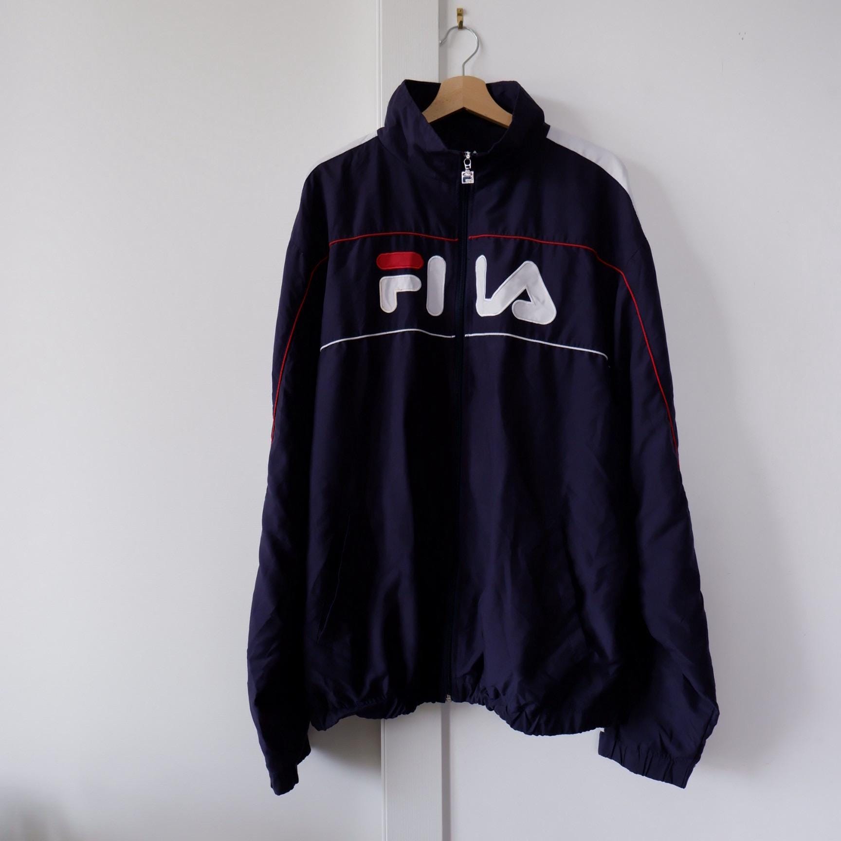 フィラ　us70s 80sジャケット Vintage Fila Blue Jacket With Large Front Logo, Unisex
