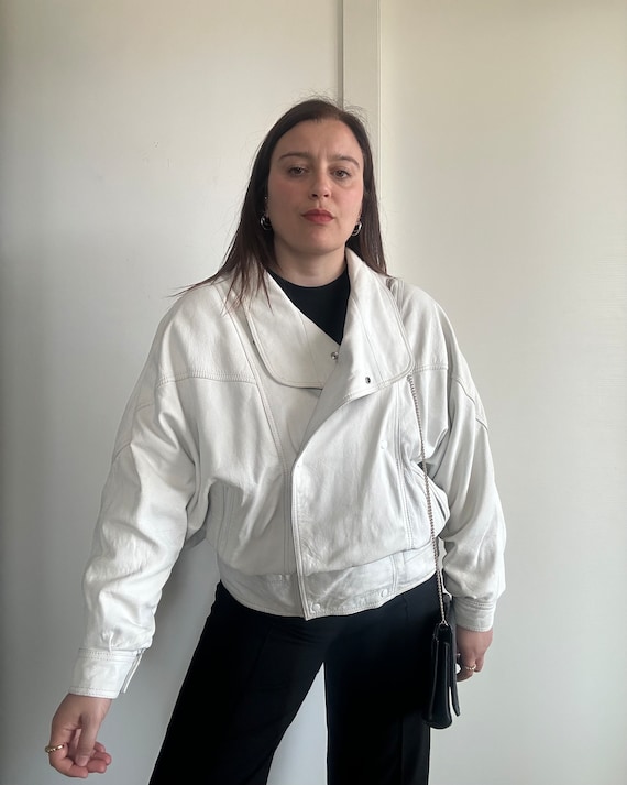 Women's Leather Jacket/ white leather jacket 100%… - image 5
