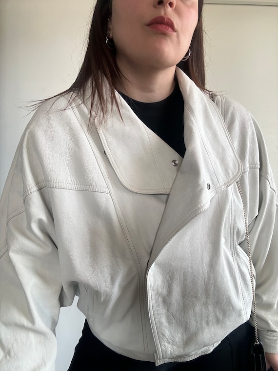 Women's Leather Jacket/ white leather jacket 100%… - image 4