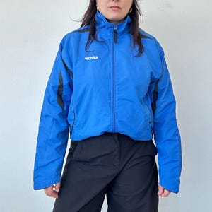 Vintage Men's Blue Windbreaker Jacket, 90s Sports Jacket, Kwon Zip Up Jacket, High Neck Oversized Coat, Large Size