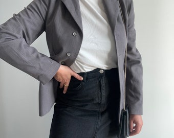 Blazer Vintage da Donna - Eleganza Sfiancata in Grigio Classico