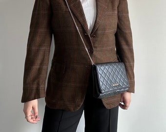 Vintage '80s Brown Plaid Wool Blazer - Structured Fit - Contemporary Look