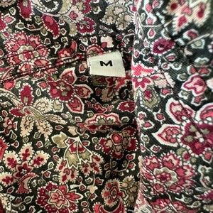Camicia Floreale vintage da donna, Taglia M, Blusa con colletto tuxedo, camicia sartoriale in cotone con maniche lunghe