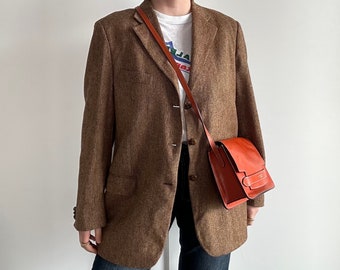 Vintage wool blazer/ oversized blazer/ wool coat/suit jacket woman/relaxed fit blazer / women blazer/brown blazer/ berlebeck buttons/tweed