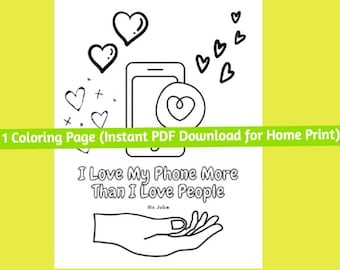 Printable PDF Adult Coloring Page (Coloring pages for adults, Coloring sheets): I Love Coffee more than I love people.