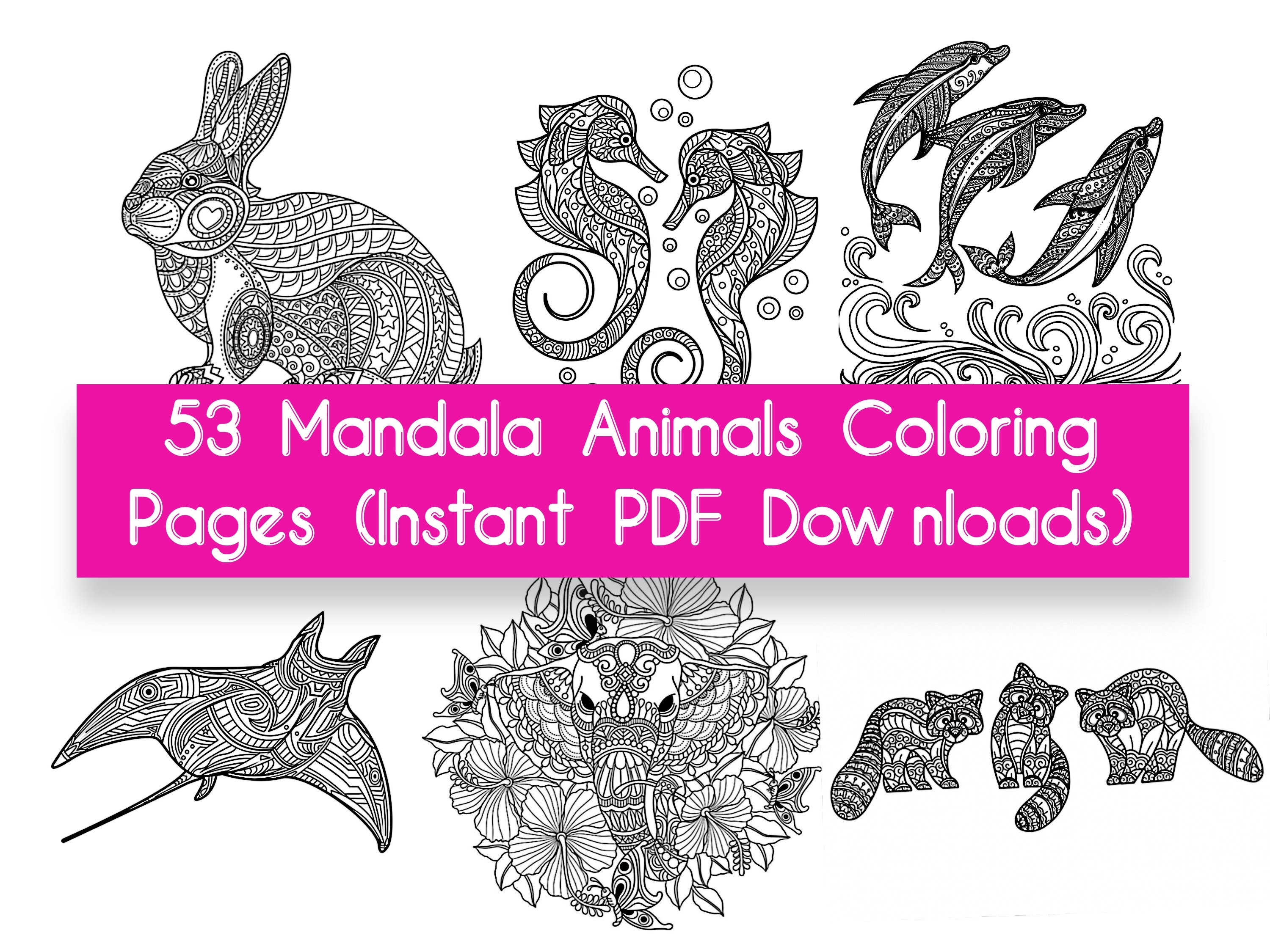 53 Mandala Animals Coloring Pages Instant PDF Downloads | Etsy