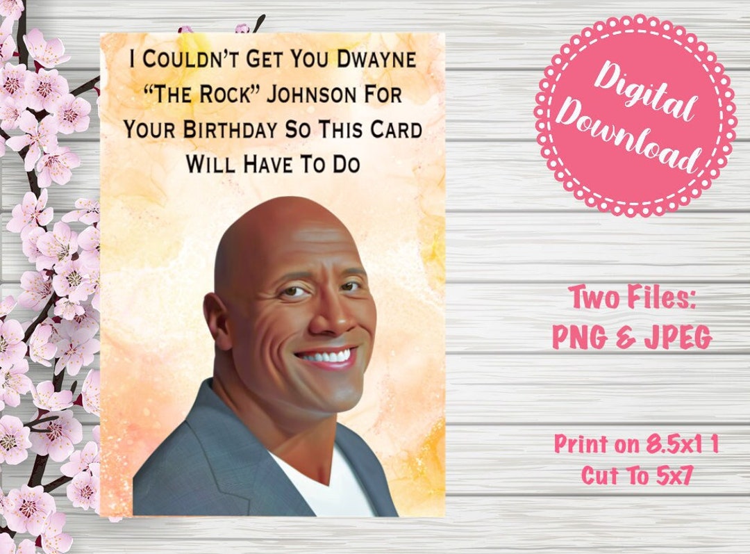 Digital Dwayne Johnson Birthday Card the Rock Birthday Card - Etsy