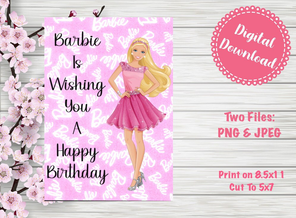 Barbie Birthday Card Quick Barbie Birthday Card Digital - Etsy