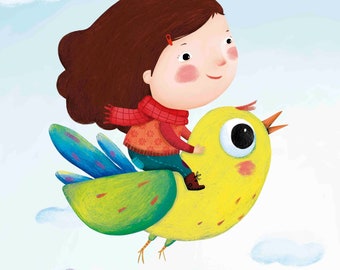 Illustration Girl and Bird (Custom)