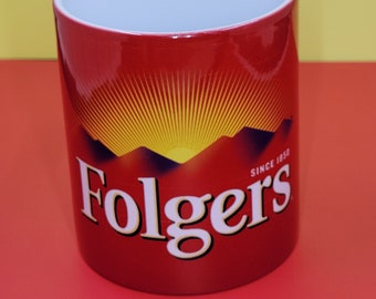 Folgers Kaffeetasse: 12 oz. Keramik, Bedruckt in den USA